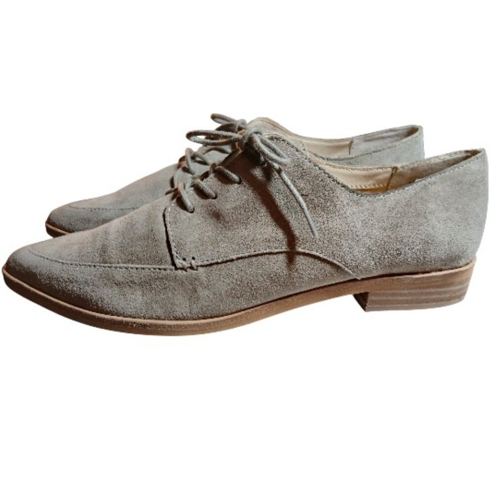 DOLCE VITA Gray Taupe Suede Lace up Oxford Loafers Like New - Picture 5 of 11